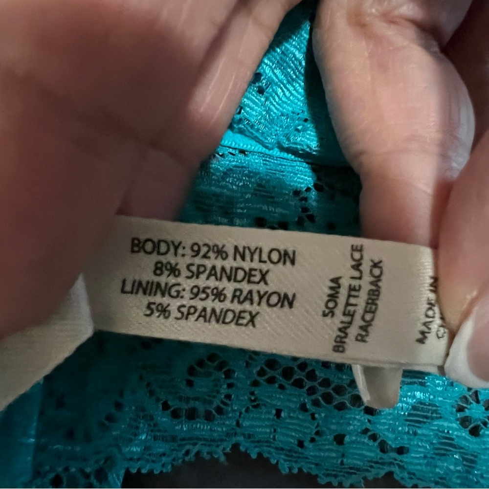 Soma Teal Lace Racerback Bralette - Picture 5 of 6